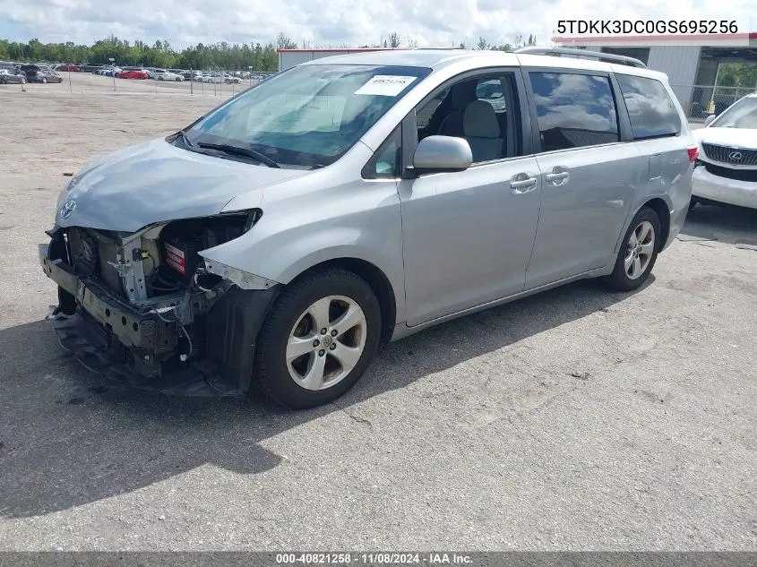 2016 Toyota Sienna Le 8 Passenger VIN: 5TDKK3DC0GS695256 Lot: 40821258