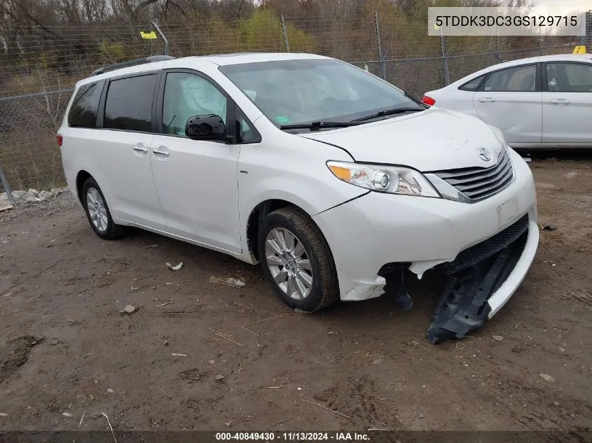 2016 Toyota Sienna Xle 7 Passenger VIN: 5TDDK3DC3GS129715 Lot: 40849430