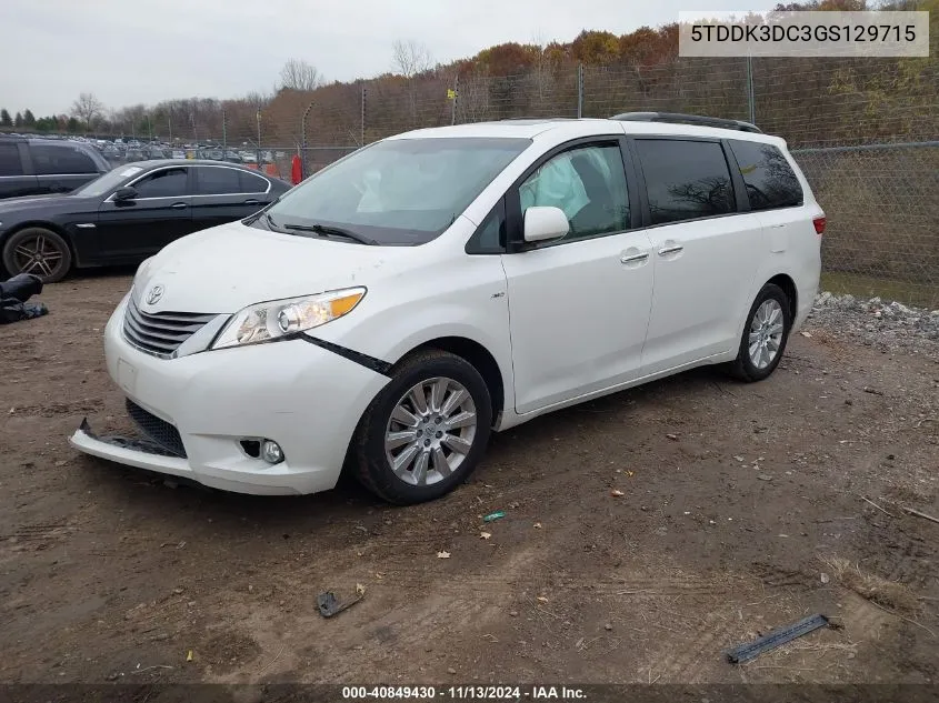 2016 Toyota Sienna Xle 7 Passenger VIN: 5TDDK3DC3GS129715 Lot: 40849430