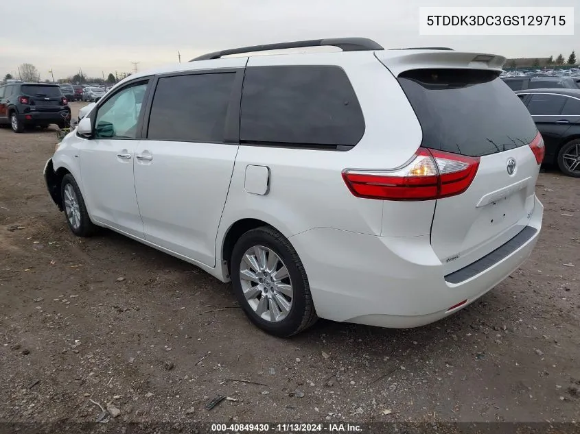 2016 Toyota Sienna Xle 7 Passenger VIN: 5TDDK3DC3GS129715 Lot: 40849430