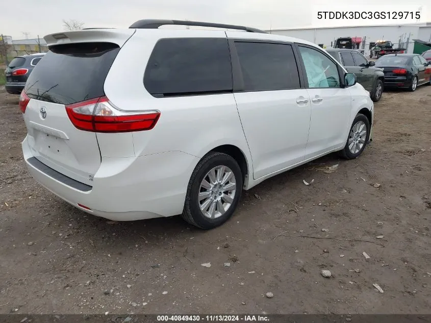 2016 Toyota Sienna Xle 7 Passenger VIN: 5TDDK3DC3GS129715 Lot: 40849430