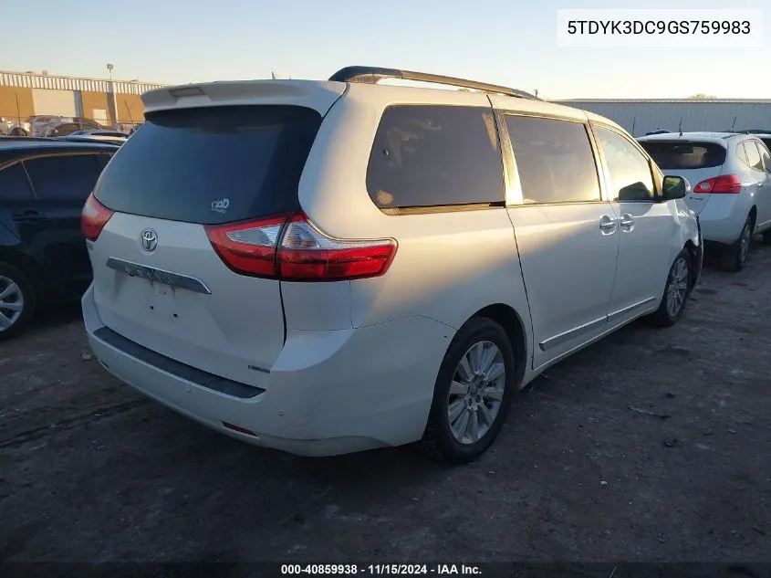 2016 Toyota Sienna Limited Premium 7 Passenger VIN: 5TDYK3DC9GS759983 Lot: 40859938