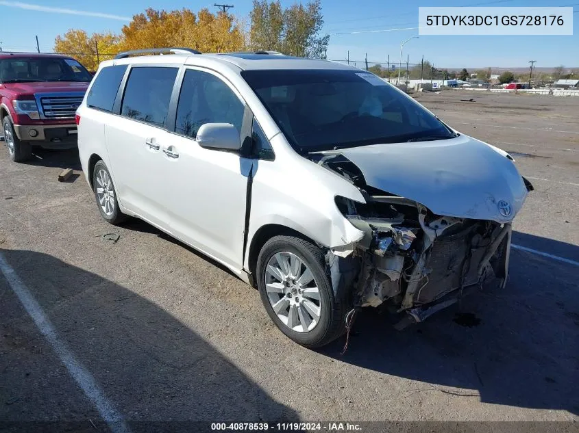 2016 Toyota Sienna Limited Premium 7 Passenger VIN: 5TDYK3DC1GS728176 Lot: 40878539