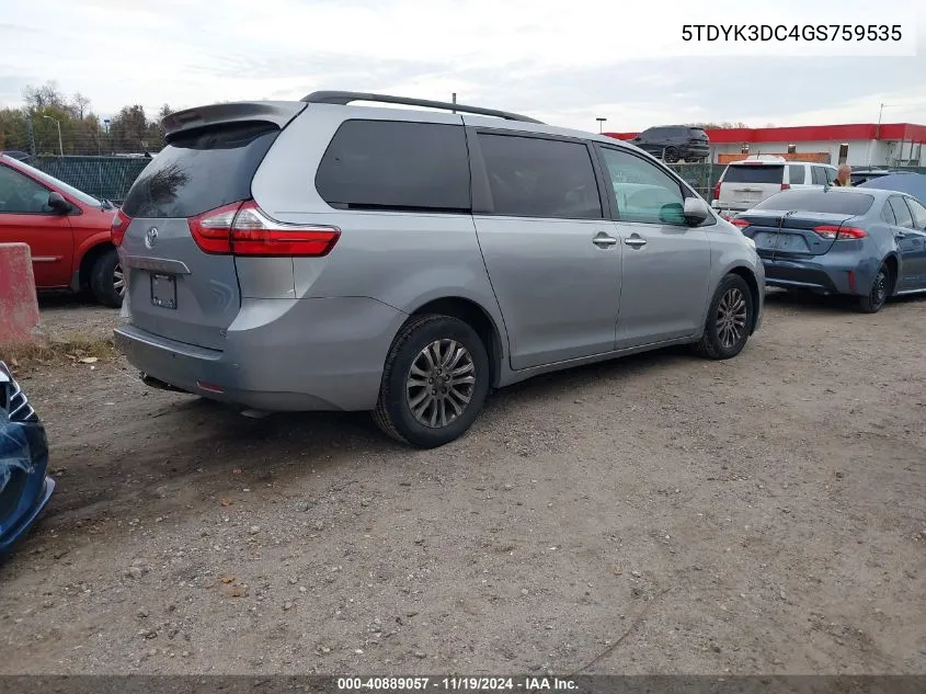 2016 Toyota Sienna Xle/Limited VIN: 5TDYK3DC4GS759535 Lot: 40889057