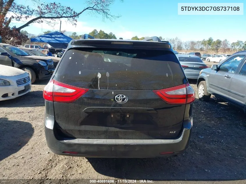 2016 Toyota Sienna Xle 8 Passenger VIN: 5TDYK3DC7GS737108 Lot: 40891606