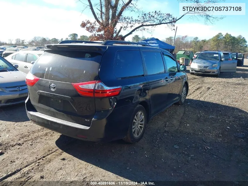 2016 Toyota Sienna Xle 8 Passenger VIN: 5TDYK3DC7GS737108 Lot: 40891606