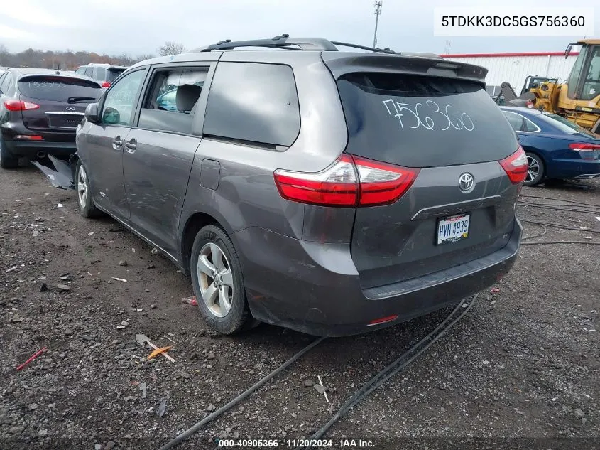 2016 Toyota Sienna Le 8 Passenger VIN: 5TDKK3DC5GS756360 Lot: 40905366