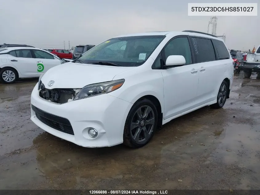 2017 Toyota Sienna Se VIN: 5TDXZ3DC6HS851027 Lot: 12066698