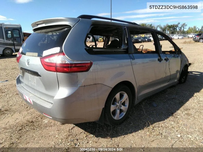 2017 Toyota Sienna VIN: 5TDZZ3DC9HS863598 Lot: 30045230