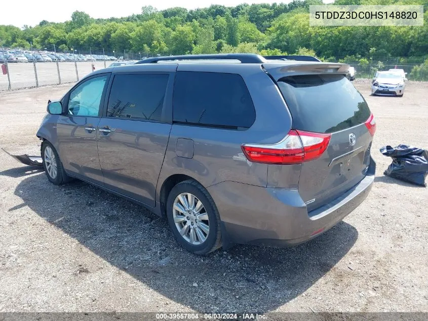 2017 Toyota Sienna Xle 7 Passenger VIN: 5TDDZ3DC0HS148820 Lot: 39557804