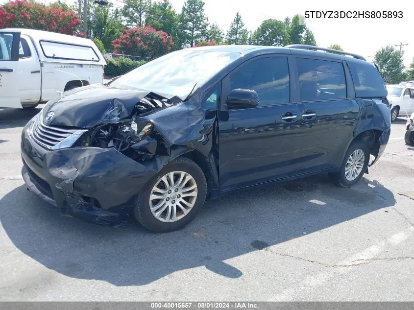 5TDYZ3DC2HS805893 2017 Toyota Sienna Xle 8 Passenger