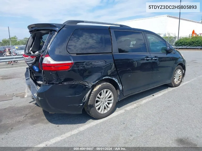 5TDYZ3DC2HS805893 2017 Toyota Sienna Xle 8 Passenger