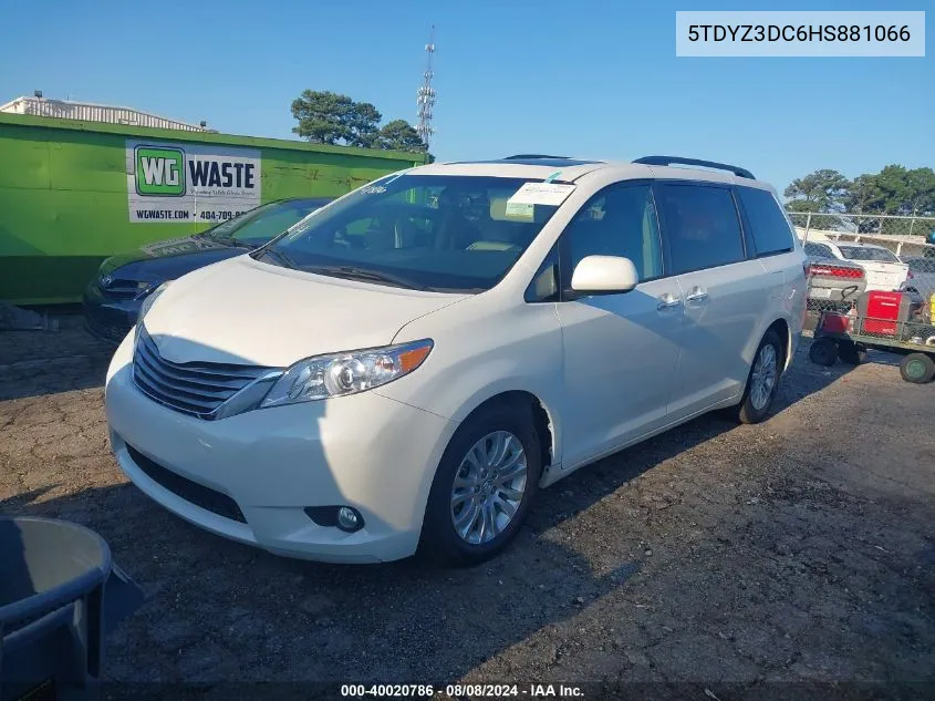 2017 Toyota Sienna Xle 8 Passenger VIN: 5TDYZ3DC6HS881066 Lot: 40020786