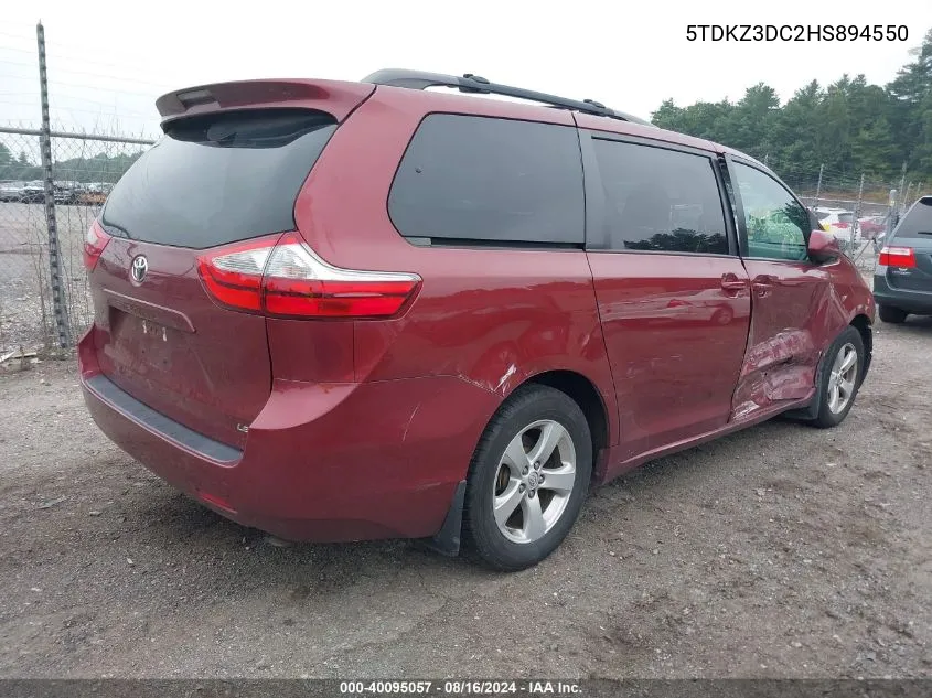 2017 Toyota Sienna Le 8 Passenger VIN: 5TDKZ3DC2HS894550 Lot: 40095057