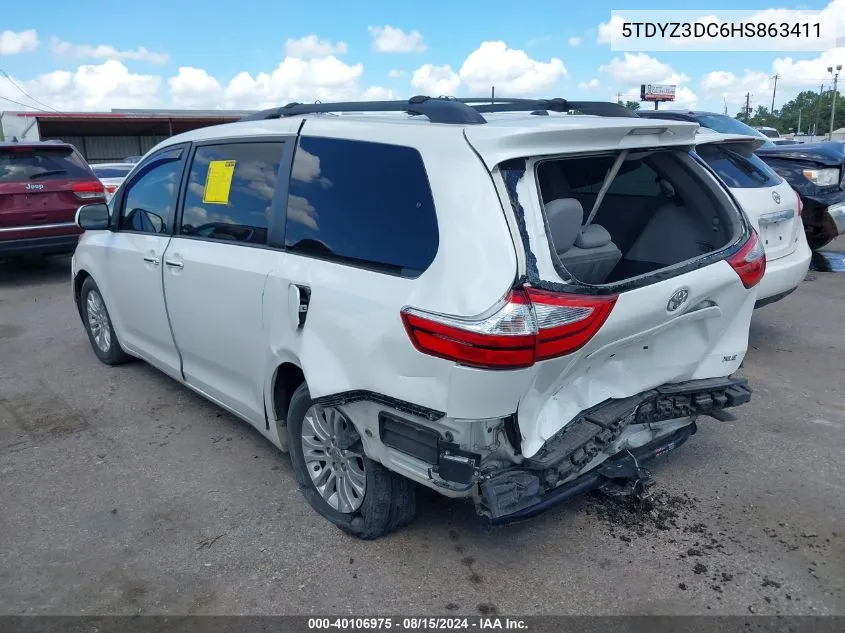 2017 Toyota Sienna Xle 8 Passenger VIN: 5TDYZ3DC6HS863411 Lot: 40106975