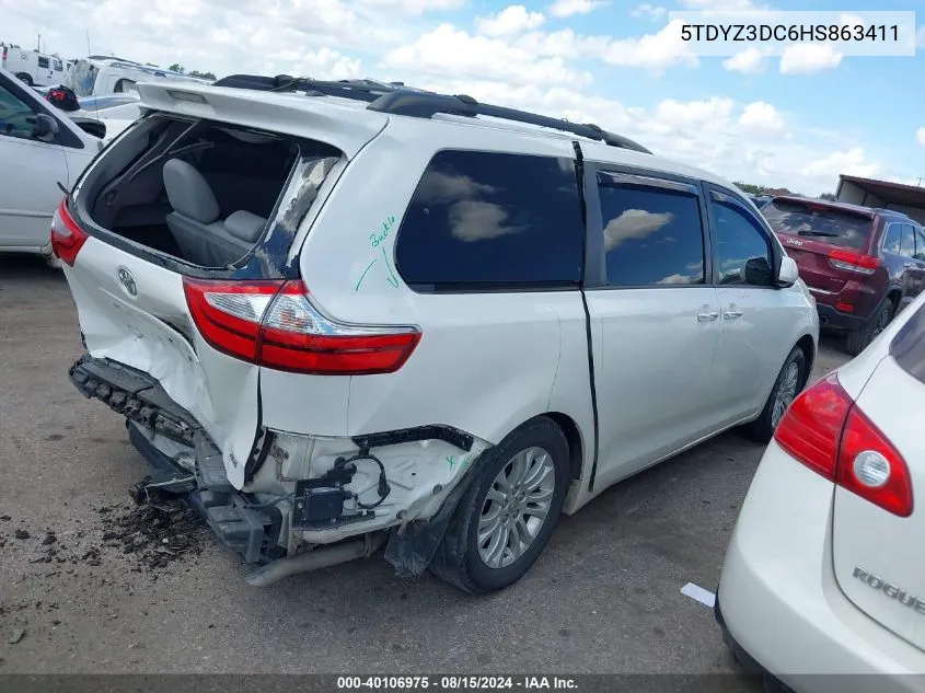 5TDYZ3DC6HS863411 2017 Toyota Sienna Xle 8 Passenger