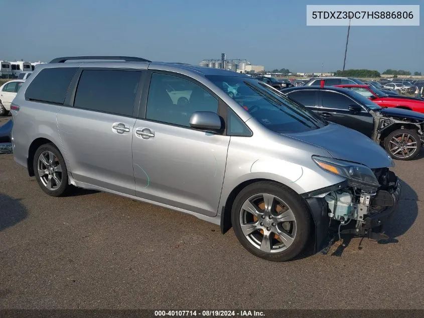 2017 Toyota Sienna Se 8 Passenger VIN: 5TDXZ3DC7HS886806 Lot: 40107714