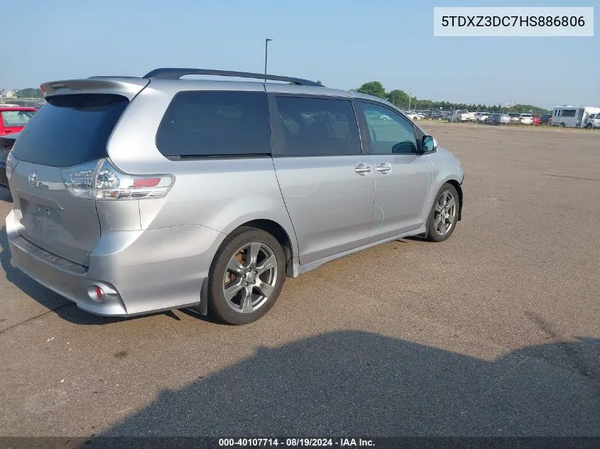 2017 Toyota Sienna Se 8 Passenger VIN: 5TDXZ3DC7HS886806 Lot: 40107714