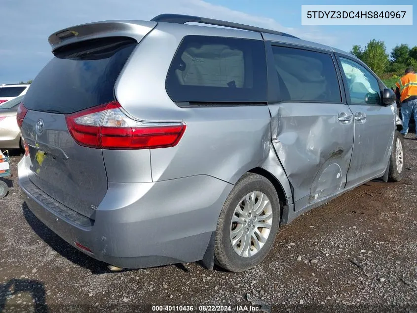 2017 Toyota Sienna Xle 8 Passenger VIN: 5TDYZ3DC4HS840967 Lot: 40110436