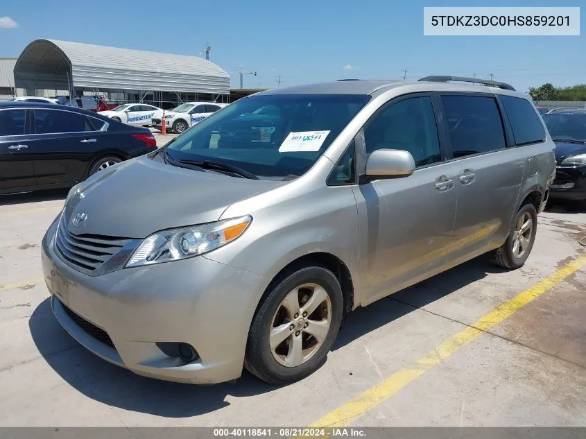 2017 Toyota Sienna Le 8 Passenger VIN: 5TDKZ3DC0HS859201 Lot: 40118541