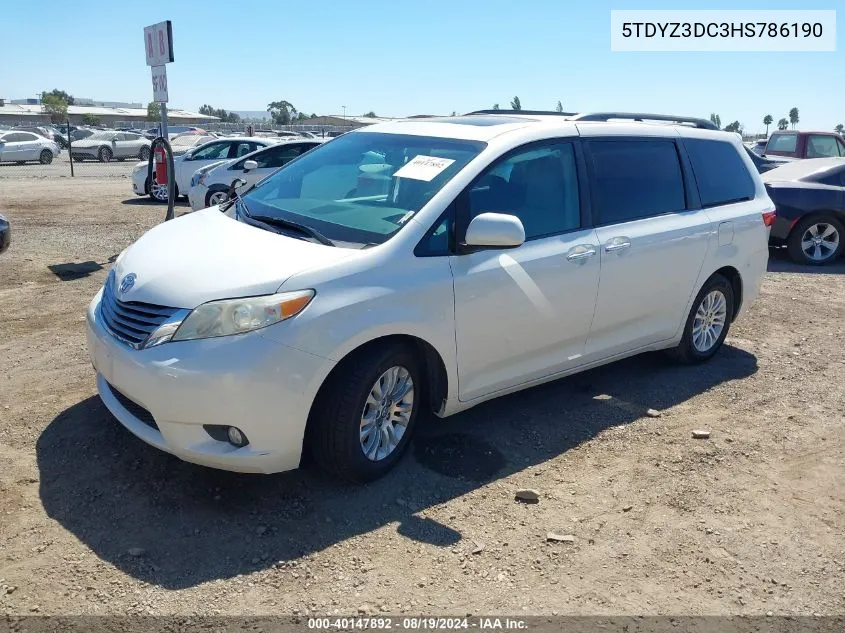 2017 Toyota Sienna Xle 8 Passenger VIN: 5TDYZ3DC3HS786190 Lot: 40147892