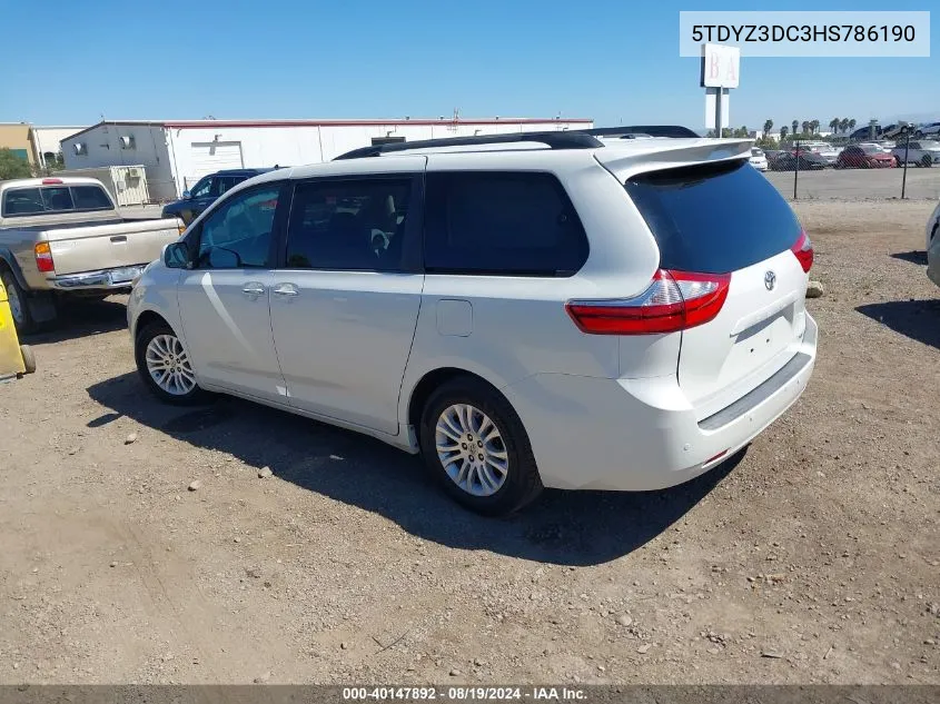 2017 Toyota Sienna Xle 8 Passenger VIN: 5TDYZ3DC3HS786190 Lot: 40147892