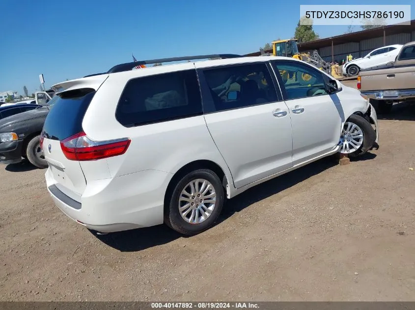 2017 Toyota Sienna Xle 8 Passenger VIN: 5TDYZ3DC3HS786190 Lot: 40147892