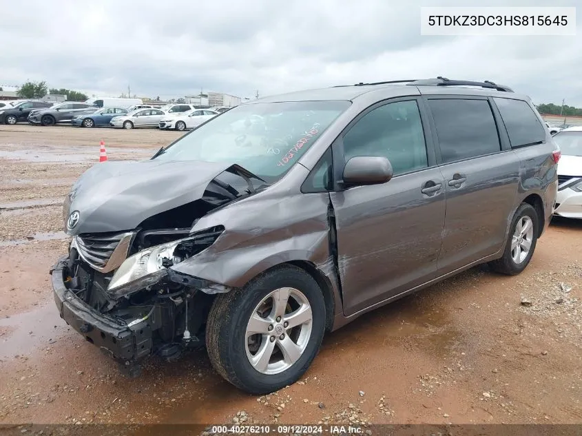 2017 Toyota Sienna Le 8 Passenger VIN: 5TDKZ3DC3HS815645 Lot: 40276210