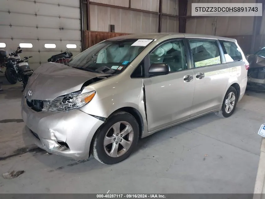 2017 Toyota Sienna L 7 Passenger VIN: 5TDZZ3DC0HS891743 Lot: 40287117