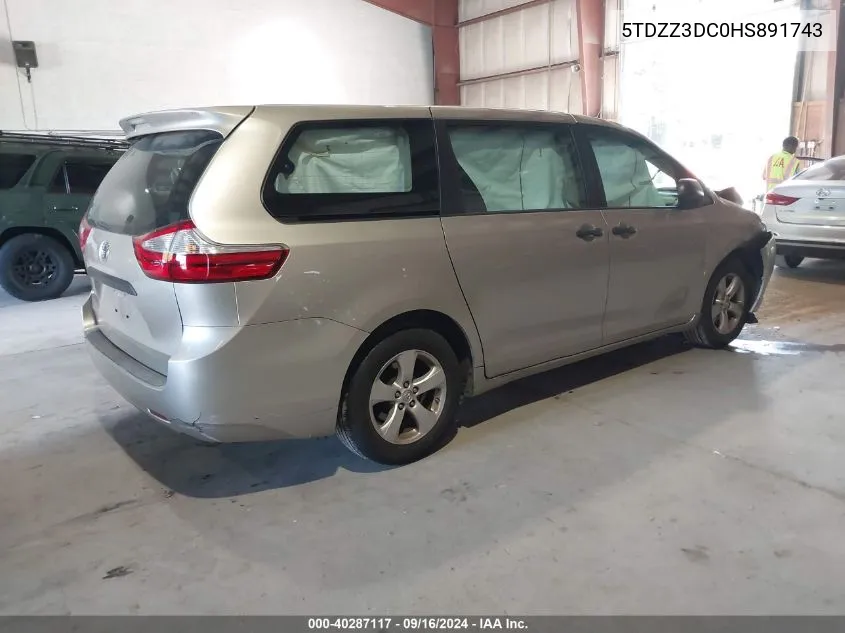 2017 Toyota Sienna L 7 Passenger VIN: 5TDZZ3DC0HS891743 Lot: 40287117