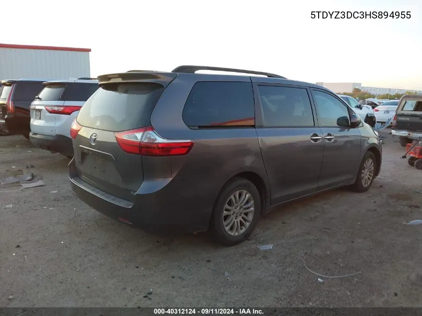 2017 Toyota Sienna Xle 8 Passenger VIN: 5TDYZ3DC3HS894955 Lot: 40312124