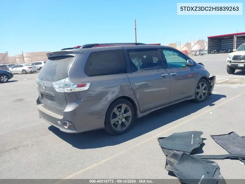 5TDXZ3DC2HS839263 2017 Toyota Sienna Se Premium 8 Passenger