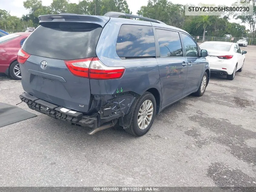 2017 Toyota Sienna Xle 8 Passenger VIN: 5TDYZ3DC6HS800230 Lot: 40330550