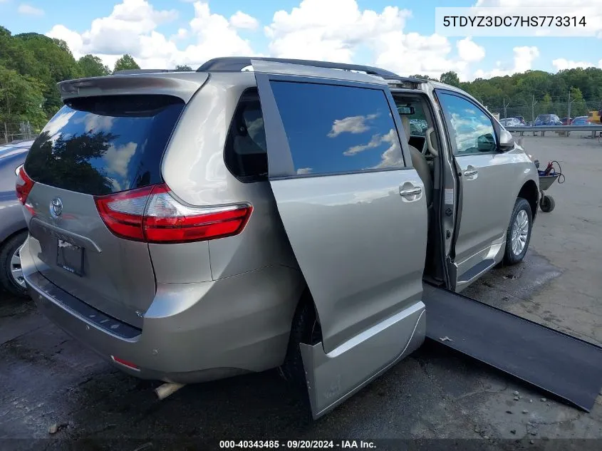 2017 Toyota Sienna Xle 8 Passenger VIN: 5TDYZ3DC7HS773314 Lot: 40343485