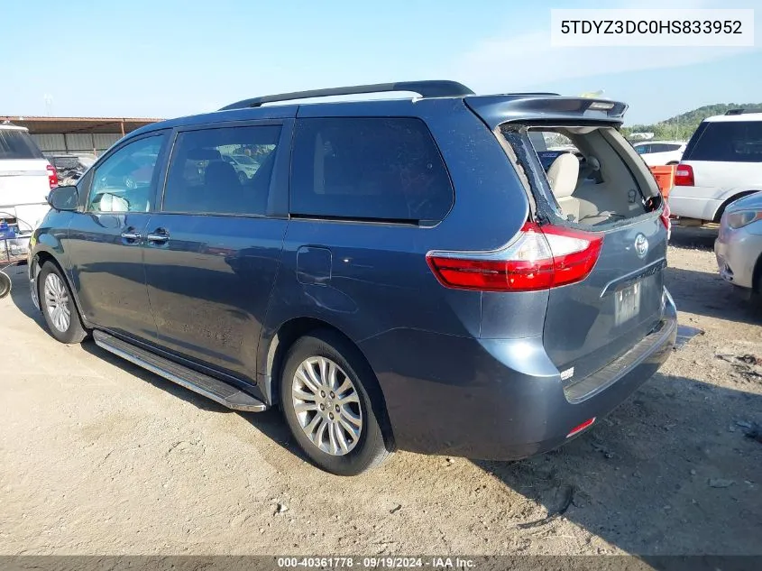 2017 Toyota Sienna Xle 8 Passenger VIN: 5TDYZ3DC0HS833952 Lot: 40361778