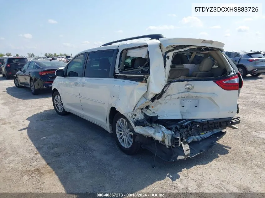 2017 Toyota Sienna Xle 8 Passenger VIN: 5TDYZ3DCXHS883726 Lot: 40367273