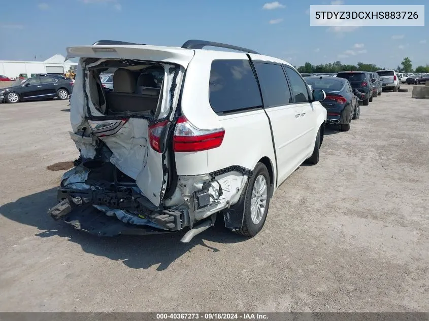 2017 Toyota Sienna Xle 8 Passenger VIN: 5TDYZ3DCXHS883726 Lot: 40367273