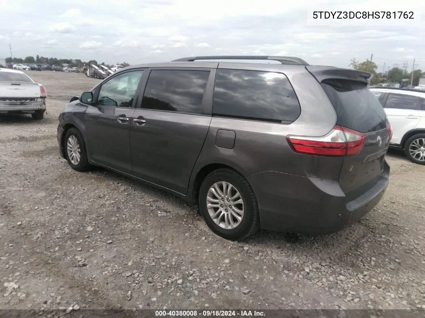 2017 Toyota Sienna Xle 8 Passenger VIN: 5TDYZ3DC8HS781762 Lot: 40380008