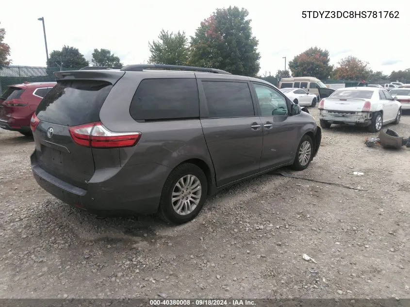 2017 Toyota Sienna Xle 8 Passenger VIN: 5TDYZ3DC8HS781762 Lot: 40380008