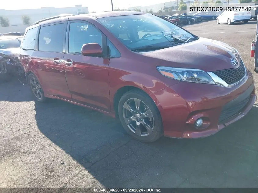 2017 Toyota Sienna Se 8 Passenger VIN: 5TDXZ3DC9HS877542 Lot: 40384620