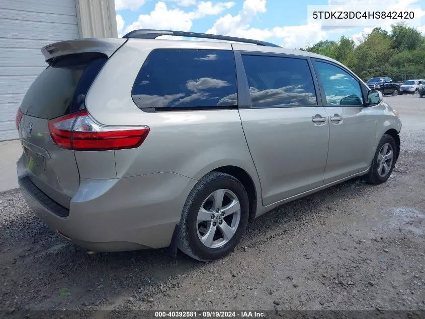 2017 Toyota Sienna Le 8 Passenger VIN: 5TDKZ3DC4HS842420 Lot: 40392581