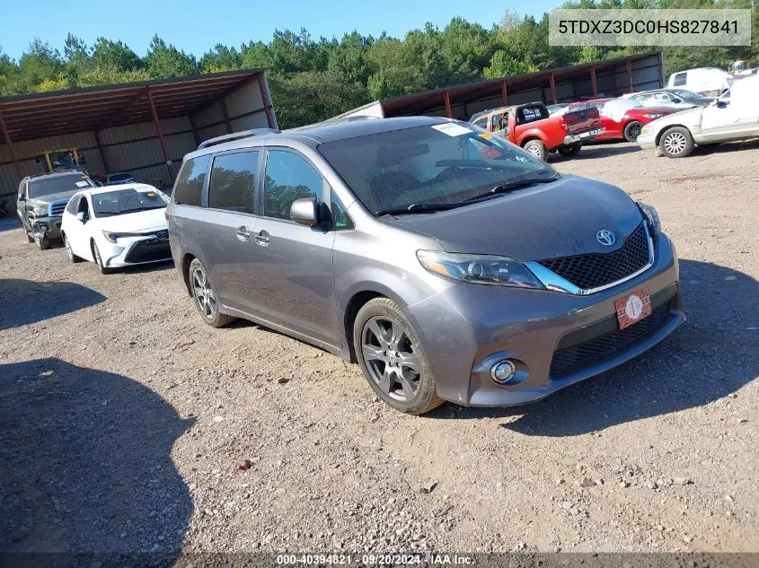 5TDXZ3DC0HS827841 2017 Toyota Sienna Se Premium 8 Passenger