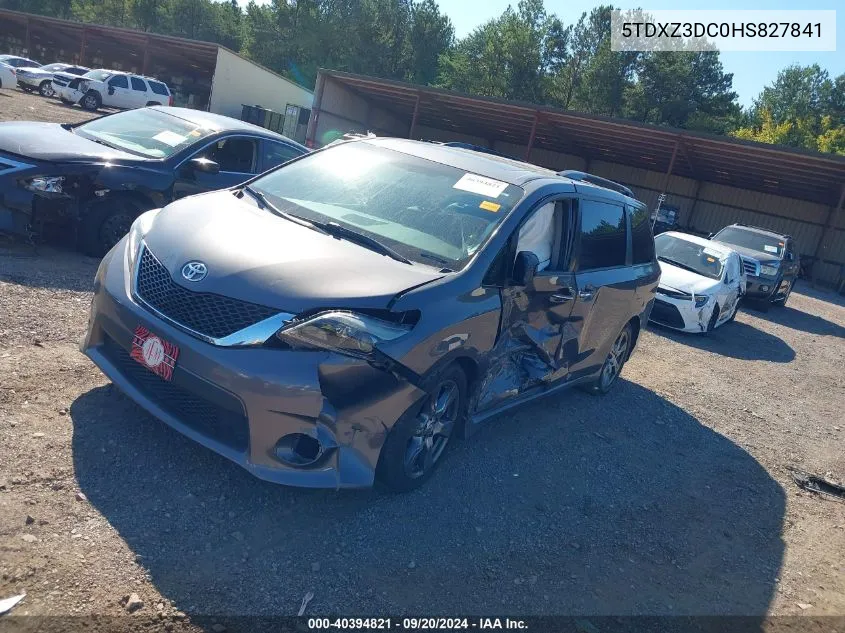 2017 Toyota Sienna Se Premium 8 Passenger VIN: 5TDXZ3DC0HS827841 Lot: 40394821