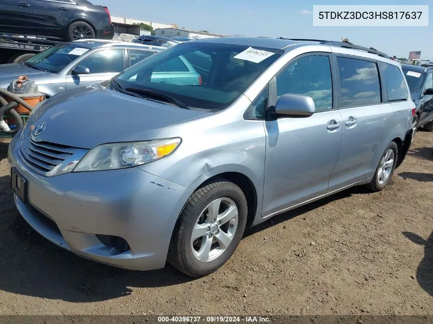 2017 Toyota Sienna Le 8 Passenger VIN: 5TDKZ3DC3HS817637 Lot: 40396737