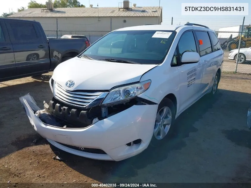 2017 Toyota Sienna Le VIN: 5TDKZ3DC9HS831431 Lot: 40402035