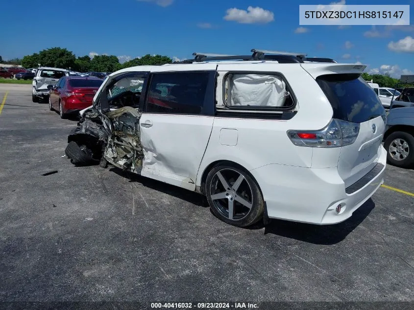 2017 Toyota Sienna Se Premium 8 Passenger VIN: 5TDXZ3DC1HS815147 Lot: 40416032