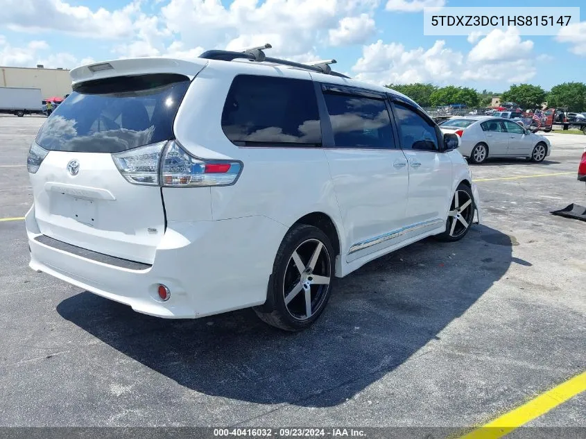 2017 Toyota Sienna Se Premium 8 Passenger VIN: 5TDXZ3DC1HS815147 Lot: 40416032