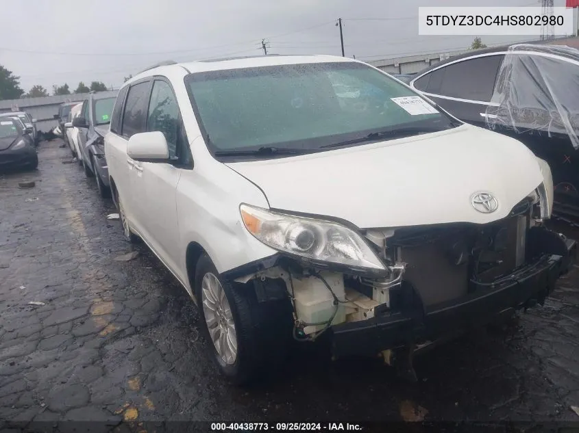 2017 Toyota Sienna Xle 8 Passenger VIN: 5TDYZ3DC4HS802980 Lot: 40438773