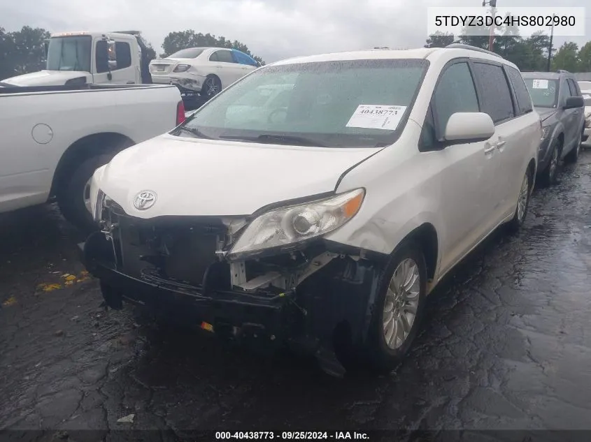 2017 Toyota Sienna Xle 8 Passenger VIN: 5TDYZ3DC4HS802980 Lot: 40438773