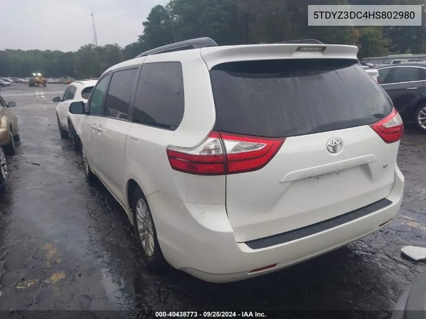 5TDYZ3DC4HS802980 2017 Toyota Sienna Xle 8 Passenger